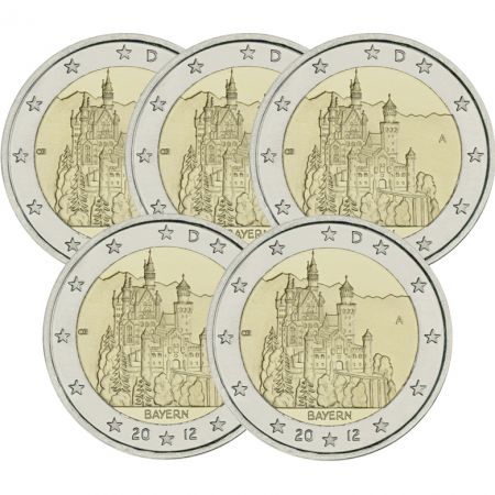 Allemagne Lot de 5 x 2 Euros Commémo. Allemagne 2012 - Bavière (les 5 ateliers)