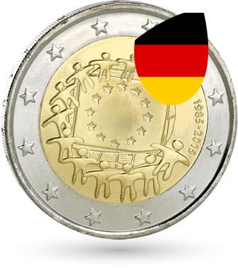 Allemagne Lot de 5 x 2 Euros Commémo. Allemagne 2015 - 30 ans du drapeau européen (les 5 ateliers)