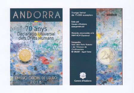 Andorre 2 Euros, Droits Homme - 2018 Coincard