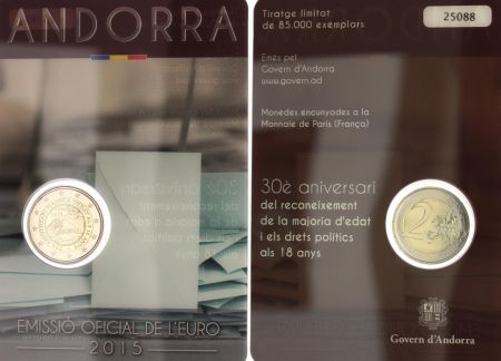 Andorre 2 Euros, Majorité à 18 ans - 2015 Coincard