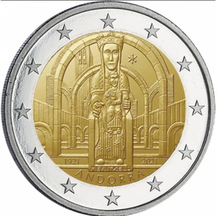 Andorre 2 Euros BE 100 ans du couronnement de Notre Dame de Meritxell 2021 - coincard