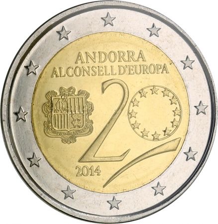 Andorre 2 Euros Commémo. Andorre 2014  frappe BU - Conseil de l\'Europe