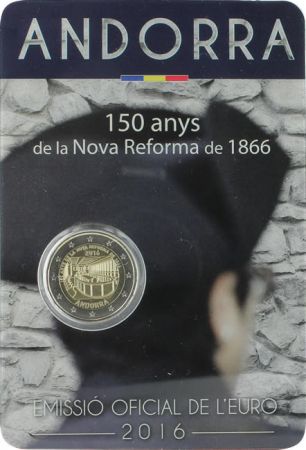 Andorre 2 Euros Commémo. Andorre 2016  frappe BU - Nouvelle Réforme de 1866