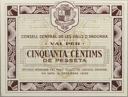 Andorre 50 centims de Pesseta - 1936