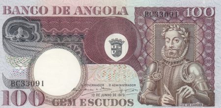 Angola 100 Escudos 1973 - L. de Camoes - Cocotier