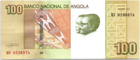 Angola 100 Kwanzas A.A. Neto, J.E. Dos Santos - Binga Waterfall 2012