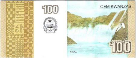 Angola 100 Kwanzas A.A. Neto, J.E. Dos Santos - Binga Waterfall 2012