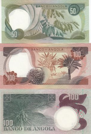 Angola Série de 3 billets Angolais - 50 à 100 Escudos 1972-1973
