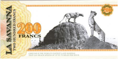 Animaux 200 Francs, La Savana - Guépards - 2015
