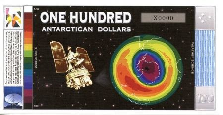 Antarctique et Arctique 100 Dollars, billet fantaisie Planète - Satellite - 1996