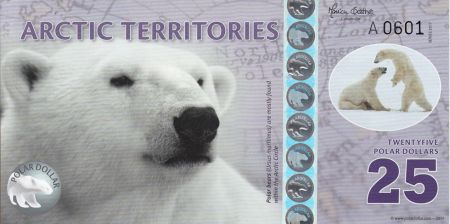 Antarctique et Arctique 25 Polar dollars, Ours polaire - 2017 - Billet fantaisie
