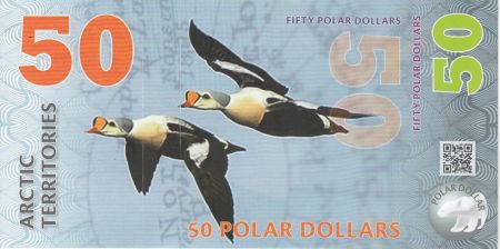 Antarctique et Arctique 50 Polar dollars, Eider à tête grise - 2017 - Billet Fantaisie