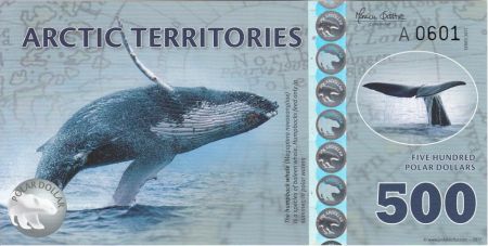 Antarctique et Arctique 500 Polar dollars, Baleine à bosse - 2017 - Billet fantaisie