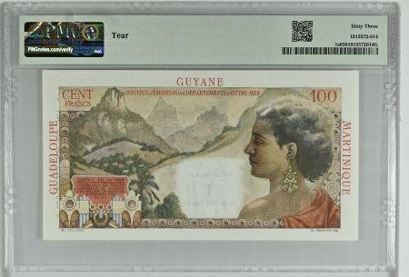 Antilles Françaises 1 NF sur 100 Francs - La Bourdonnais - Spécimen - ND (1961) - P.1 - PMG 63