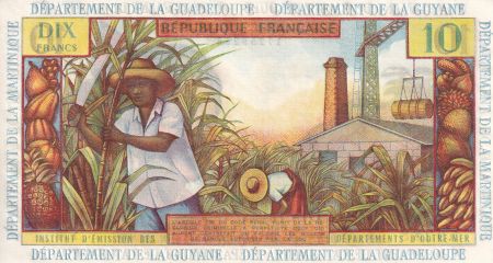 Antilles Françaises 10 Francs - Jeune Antillaise - 1966 - Série Y.7 - p.NEUF - Kol.708b