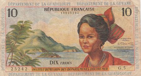 Antilles Françaises 10 Francs Jeune Antillaise - 1964 - Série G.5 - TB + - P.8b