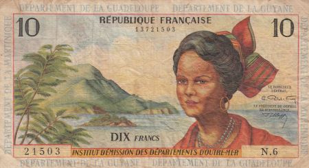 Antilles Françaises 10 Francs Jeune Antillaise - 1964 - Série N.6 - TB + - P.8b