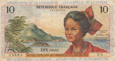 Antilles Françaises 10 Francs Jeune Antillaise - 1964 - Série Z.6 - TTB - P.8b