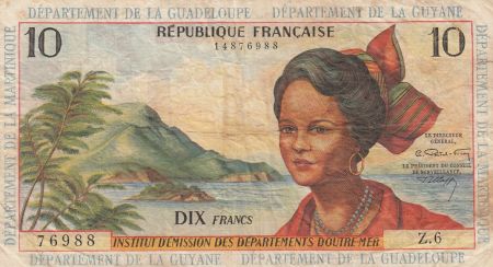 Antilles Françaises 10 Francs Jeune Antillaise - 1964 - Série Z.6- TB+ - P.8b