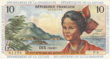Antilles Françaises 10 Francs Jeune Antillaise - 1964 (1966) - Série F.6