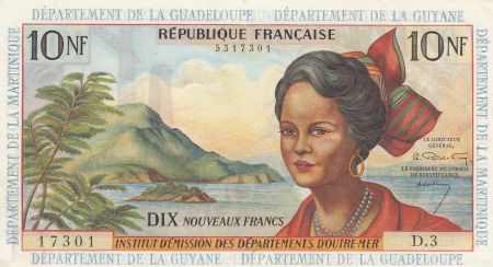 Antilles Françaises 10 NF - Jeune Antillaise - 1962 - Série D.3