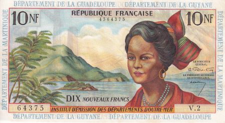 Antilles Françaises 10 NF - Jeune Antillaise - 1962 - Série V.2 - NEUF - Kol.705