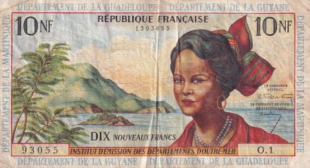 Antilles Françaises 10 NF - Jeune Antilliaise - 1962 - Série O.1 -P.5