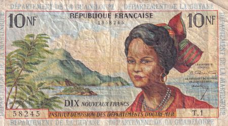 Antilles Françaises 10 NF - Jeune Antilliaise - 1962 - Série T.1 -P.5
