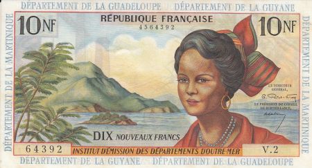 Antilles Françaises 10 Nouveaux Francs Jeune Antillaise - 1963 Série V.2
