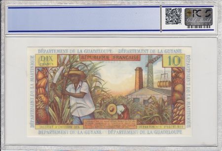 Antilles Françaises 10 Nouveaux Francs Jeune Antillaise - 1966 -  PCGS UNC 64