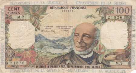 Antilles Françaises 100 Francs Victor Schoelcher - ND (1964) - Série M.2 - pTB - P.10b - 2ème signatures