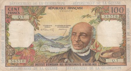 Antilles Françaises 100 Francs Victor Schoelcher - ND (1964) - Série Q.1 - p.TTB - P.10a - 1ère signature