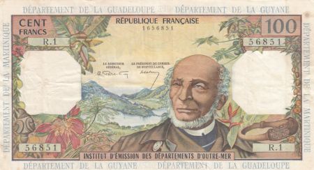 Antilles Françaises 100 Francs Victor Schoelcher - ND (1964) - Série R.1 - TTB - P.10a - 1ère signatures