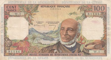 Antilles Françaises 100 Francs Victor Schoelcher - ND (1964) - Série W.1 - TTB - P.10a - 1ère signatures