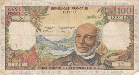 Antilles Françaises 100 Francs Victor Schoelcher - ND (1964) - Série Z.1 - pTB - P.10a - 1ère signature
