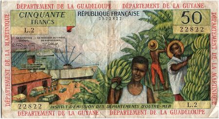 Antilles Françaises 50 Francs 1964 Antilles françaises - plantation de Bananiers