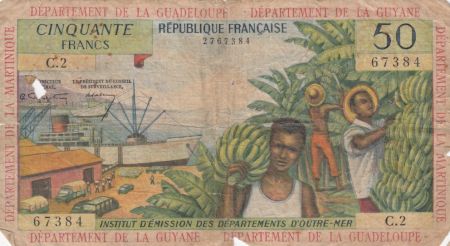 Antilles Françaises 50 Francs Bananeraie- 1964 - Série C.2 - B - P.9a