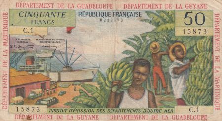 Antilles Françaises 50 Francs Bananiers - 1964 - Série C.1 - TB + - P.9 a