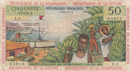 Antilles Françaises 50 Francs Bananiers - 1964 - Série L.1 - TB + - P.9 a - 1ère signature