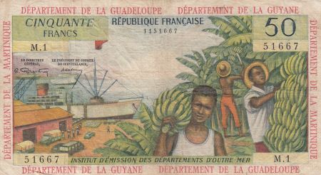 Antilles Françaises 50 Francs Bananiers - 1964 - Série M.1 - TB + - P.9 a - 1ère signature