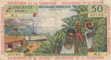Antilles Françaises 50 Francs Bananiers - 1964 - Série M.2 - TB + - P.9 b