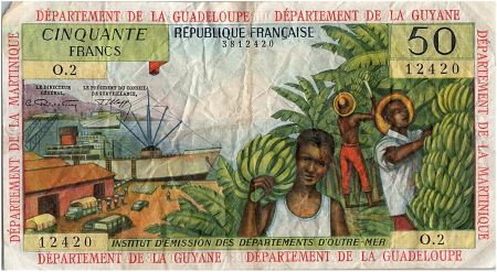 Antilles Françaises 50 Francs Bananiers - 1964 - Série O.2 - TB - P.9 b