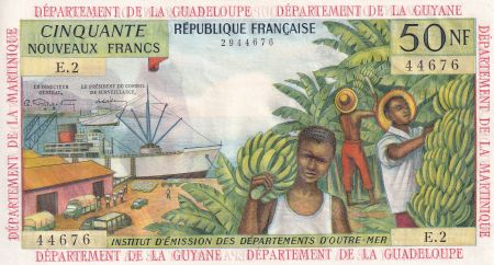 Antilles Françaises 50 NF -  Bananiers - 1962 - Série E.2 - NEUF - Kol.706