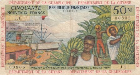 Antilles Françaises 50 NF Bananiers - 1963 - Série J.1 - TB + - P.6a