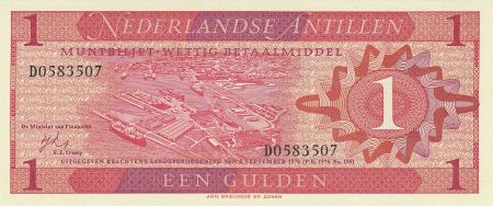 Antilles Néerlandaises 1 Gulden Vue du port - 1970