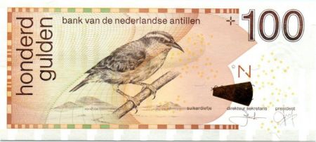 Antilles Néerlandaises 100 Gulden 2013 - Sucrier à ventre jaune