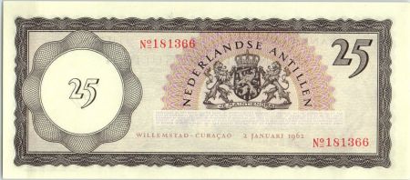 Antilles Néerlandaises 25 Gulden 1962 - Vue de Curaçao
