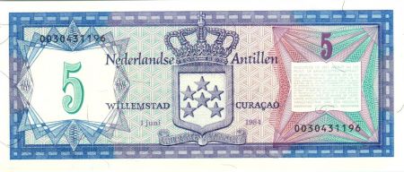 Antilles Néerlandaises 5 Gulden 1984 - Curaçao, Monument Steunend op eigen Kracht