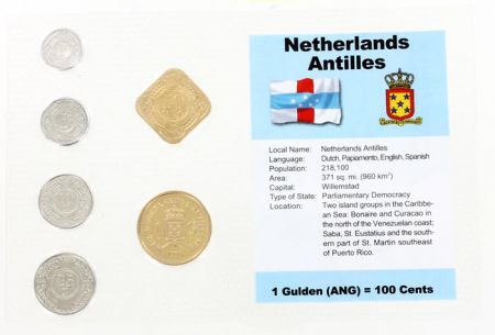 Antilles Néerlandaises Blister 6 monnaies ANTILLES NEERLANDAISES (1 cent à 1 gulden)
