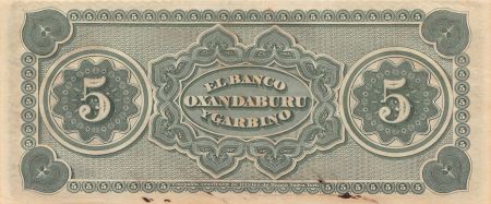 ARGENTINE, BANCO OXANDABARU Y GARBINO - 5 PESOS 1869